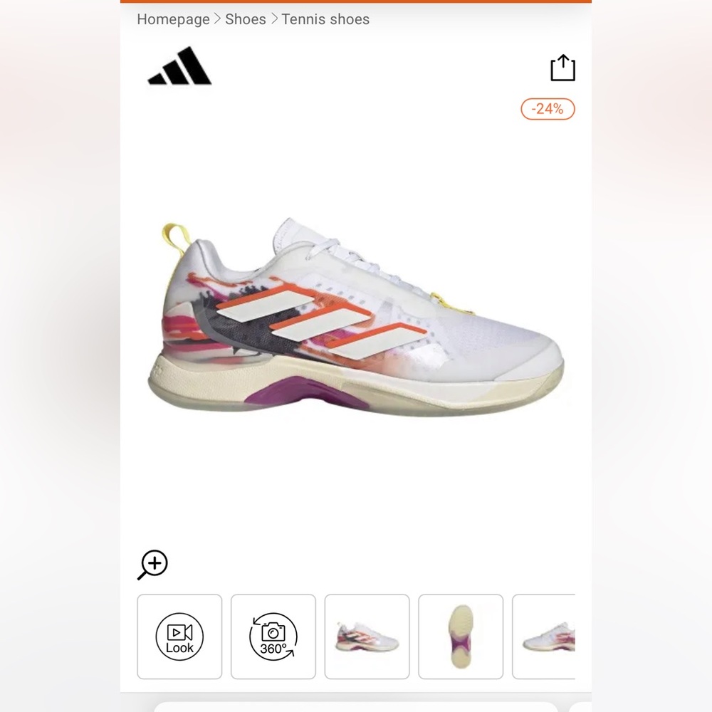 Adidas Avacourt women’s tennis/pickleball Sneakers. 6.5 Orange +Purple Accents